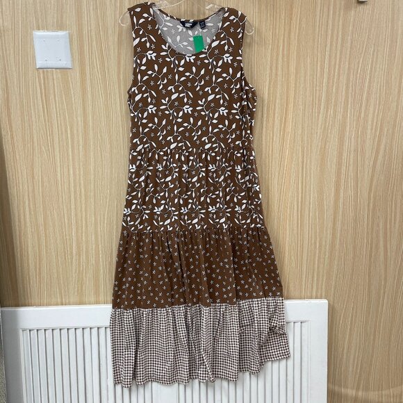 Lands' End Brown Print Dress Size 14/16 - Picture 1 of 4